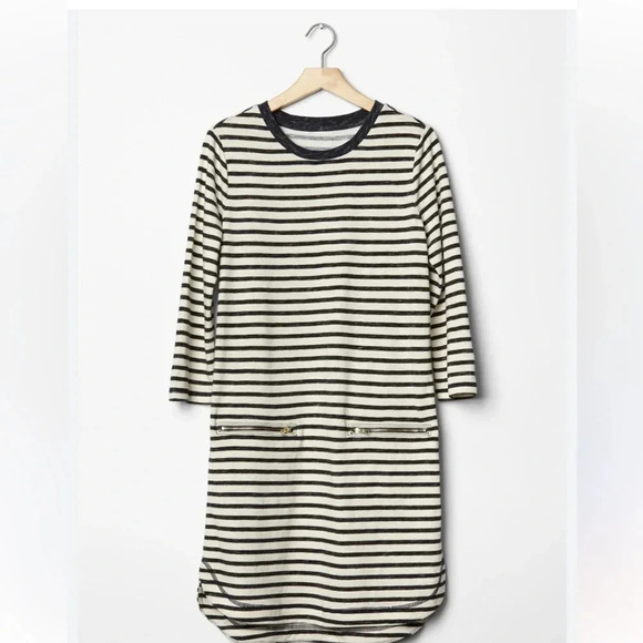 Gap Women’s Small Striped Zip‎ Pockets Shirttail Dress Nautical Preppy Coastal - Picture 2 of 15